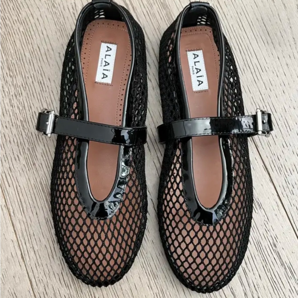 Alaia black mesh flats 38